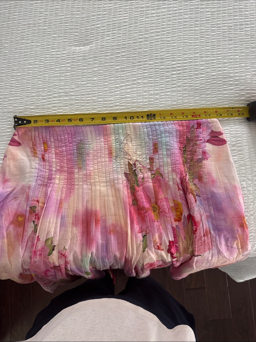 Anthropologie Pastel Floral Pintucked Pleated A-Line Skirt- Pink, Purple, Yellow - Picture 6 of 7
